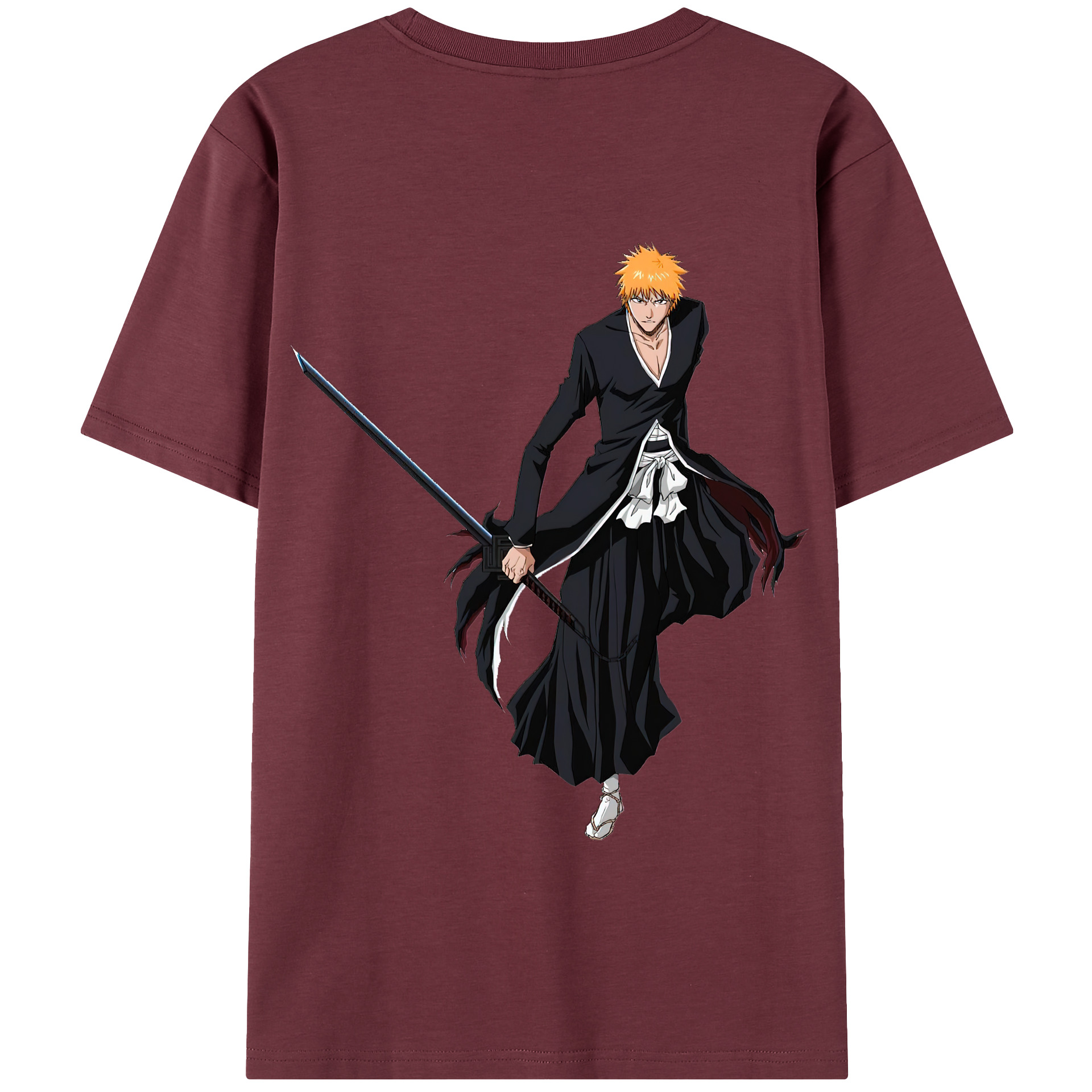 （画像用） ブリーチ 黒崎一護（くろさき いちご）BLEACH Kurosaki Ichigo 綿100％半袖Tシャツ（背面プリント）